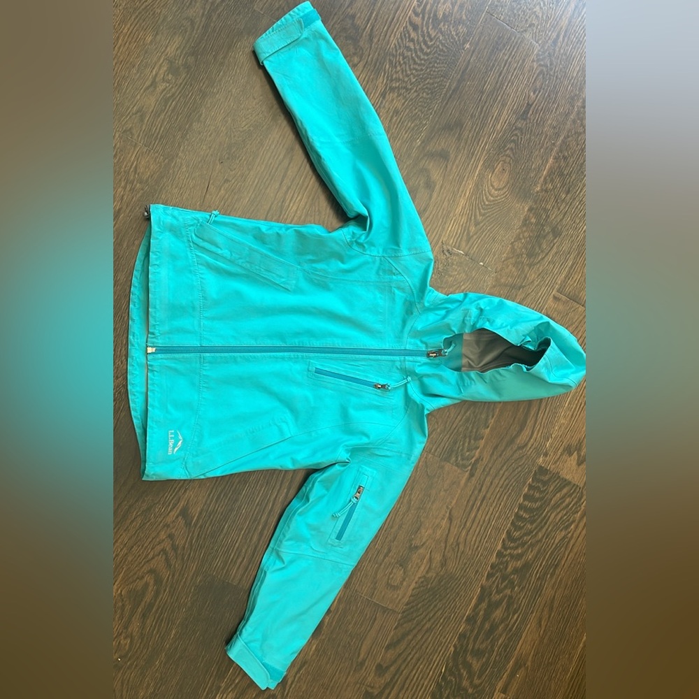 Kids Teal Hooded Jacket LL bean waterproof